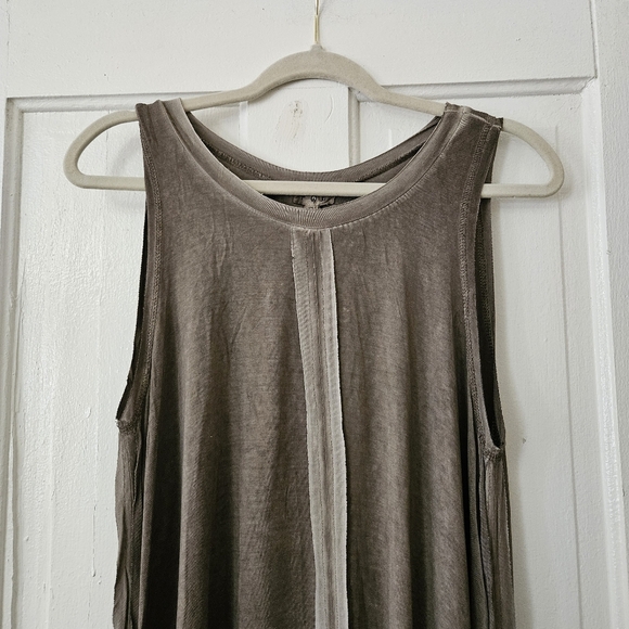 POL Women's Gray/Green Oversized Sleeveless Tunic Size Small, Boho High-Low Hem - Picture 2 of 7